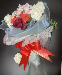 Raffaello Chocolates in a Bouquet with Blue Wrapping Paper