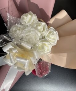 Delectable Chocolates and Ferrero Rocher in an Ivory and Blush Pink Bouquet